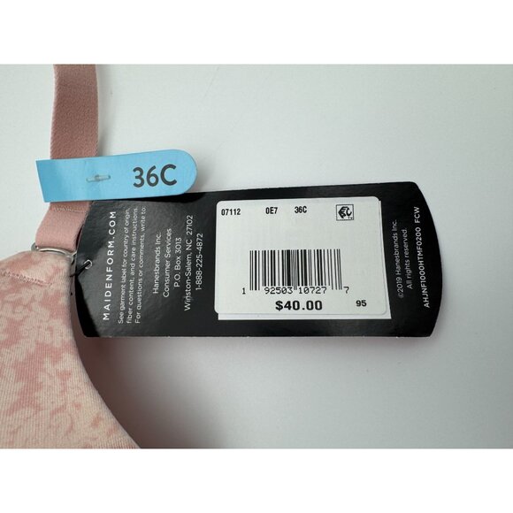 Maidenform One Fab Fit Everyday Full Coverage Racerback Bra 7112 Pale Pink 36C - Picture 8 of 9